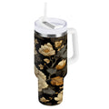 30 oz Insulated Stainless Steel Tumbler Double Wall Stainless Steel Tumbler with 2-Way Drinking Elegant Beige Floral - GRS8