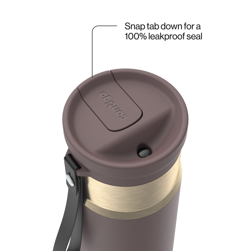 Contigo SnapSeal 16 oz Leakproof Stainless Steel Water Bottle with Carrying Strap - HQNM
