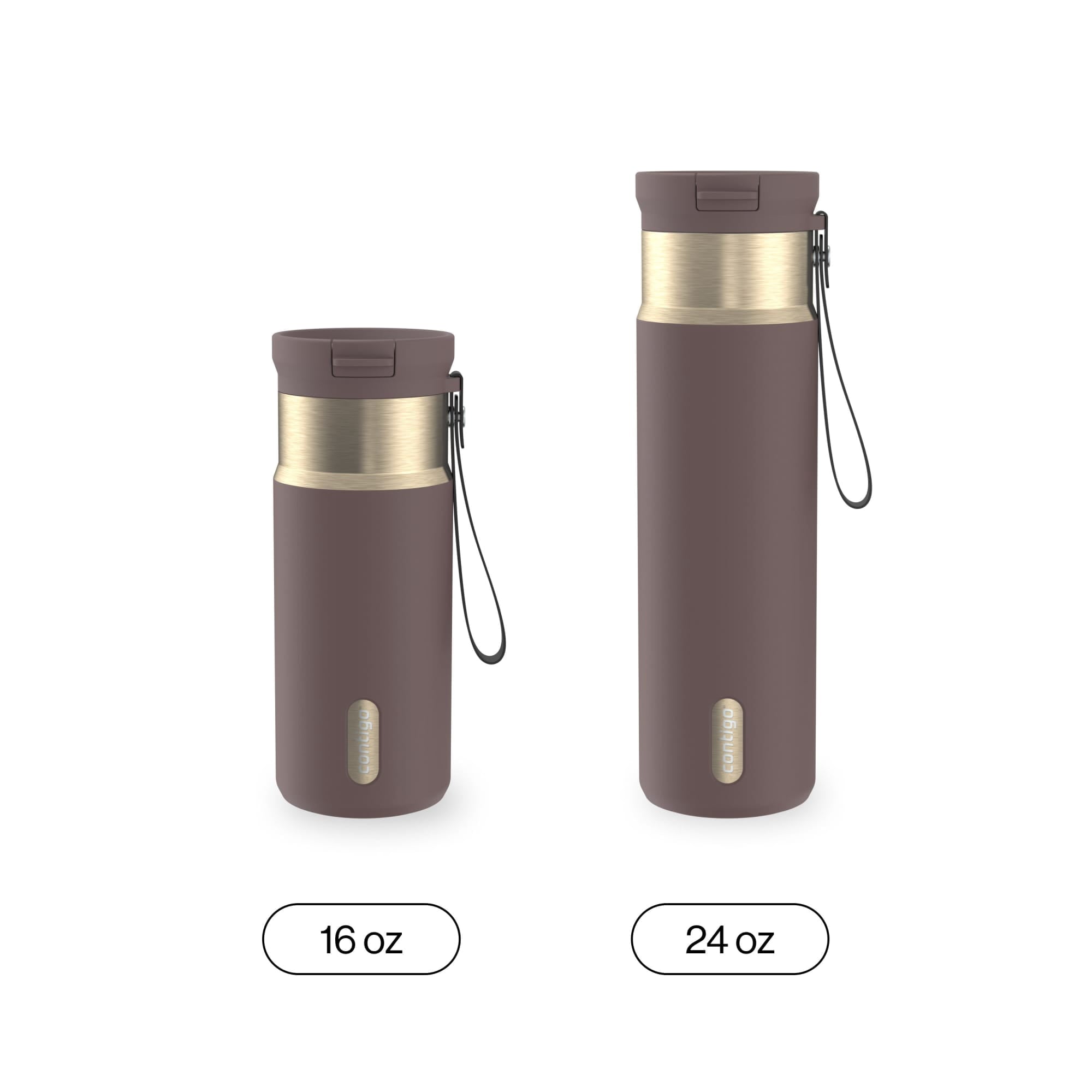 Contigo SnapSeal 16 oz Leakproof Stainless Steel Water Bottle with Carrying Strap - HQNM