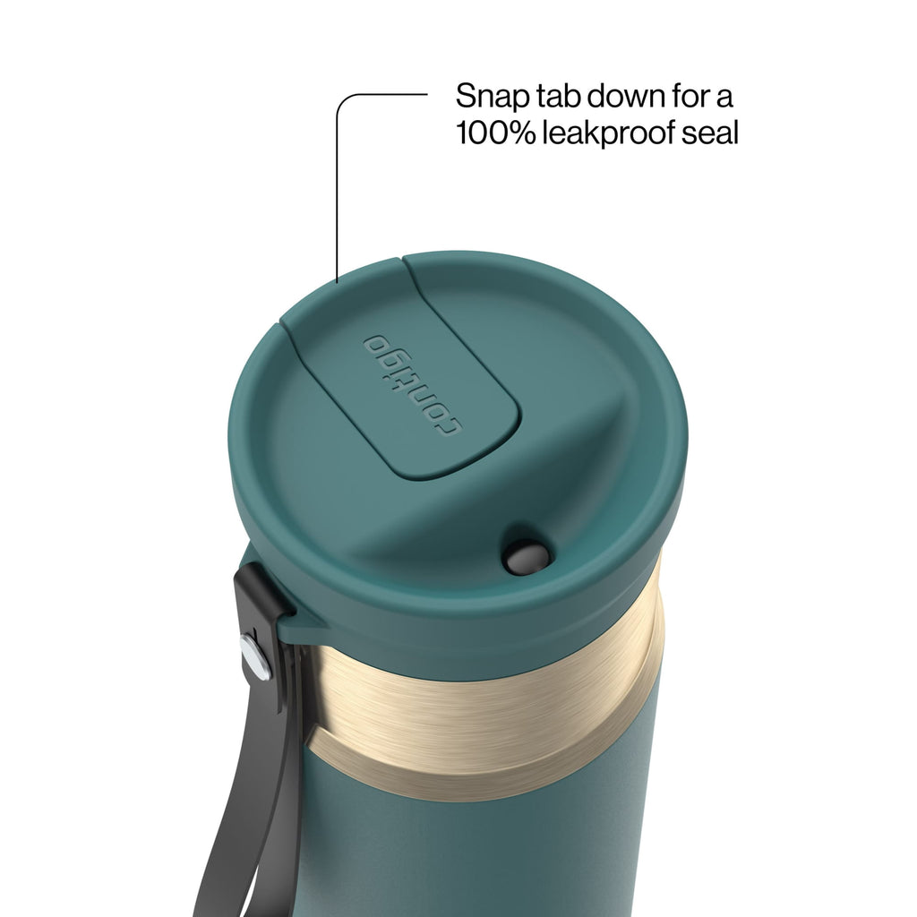 Contigo SnapSeal 16 oz Leakproof Stainless Steel Water Bottle with Carrying Strap - HQNM