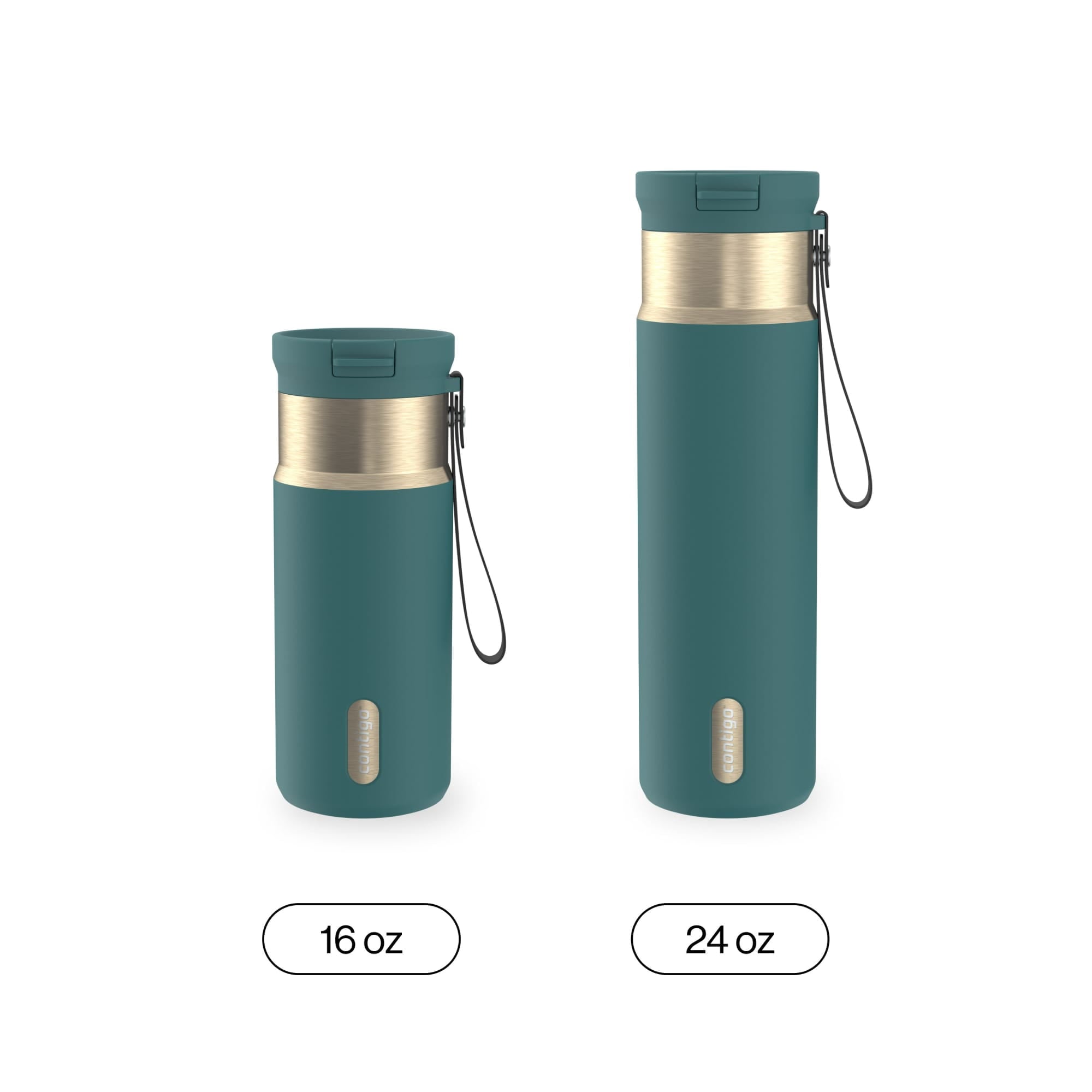 Contigo SnapSeal 16 oz Leakproof Stainless Steel Water Bottle with Carrying Strap - HQNM