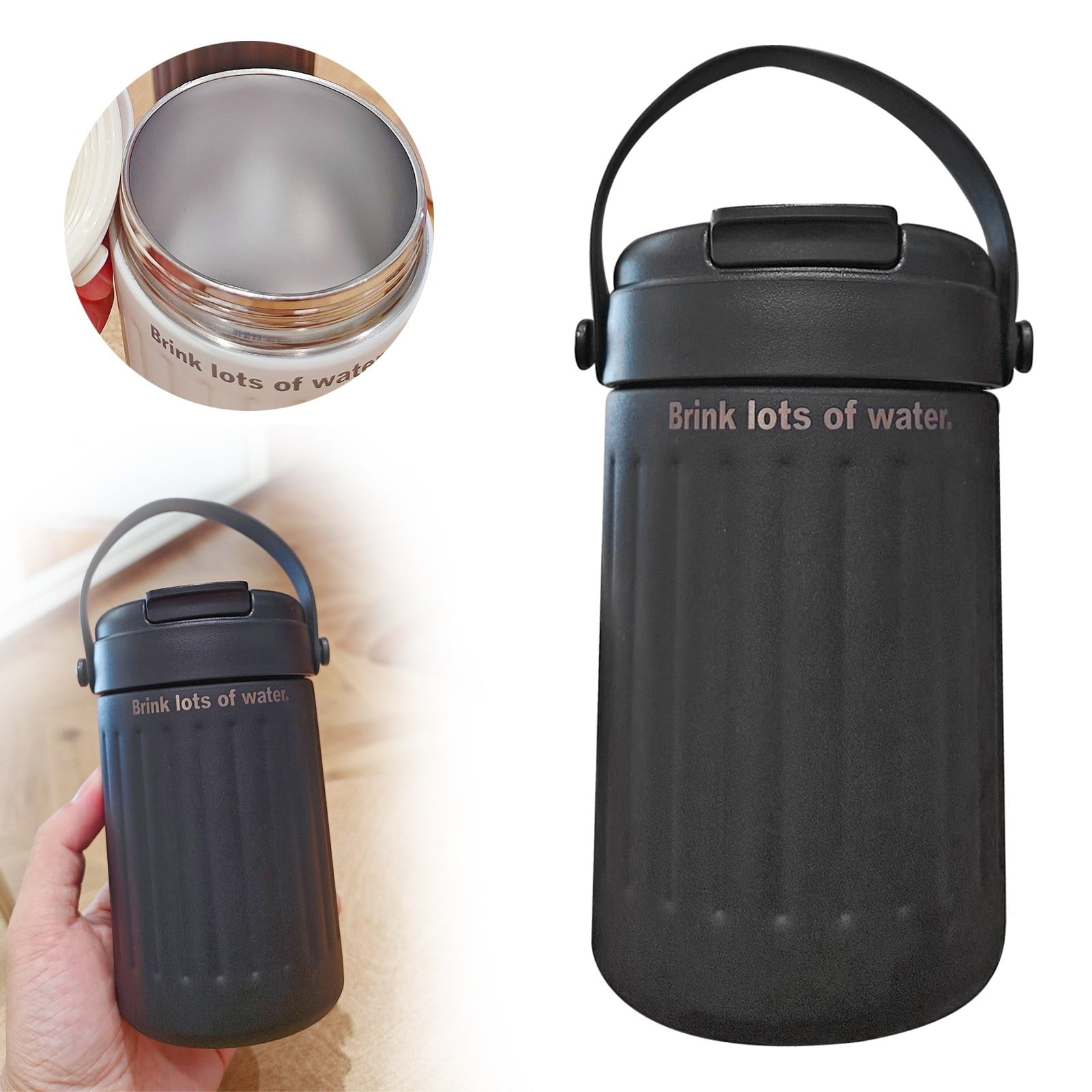 BinKFF Simple Modern Travel Coffee Mug, Insulated Coffee Tumblers with Lid, Double Walled Iced Travel Coffee Mug for Woman and Man Stainless Steel Tumbler with Handle - 6OZ4