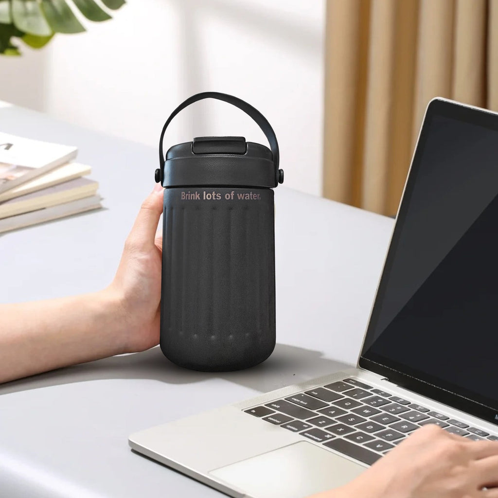 BinKFF Simple Modern Travel Coffee Mug, Insulated Coffee Tumblers with Lid, Double Walled Iced Travel Coffee Mug for Woman and Man Stainless Steel Tumbler with Handle - 6OZ4