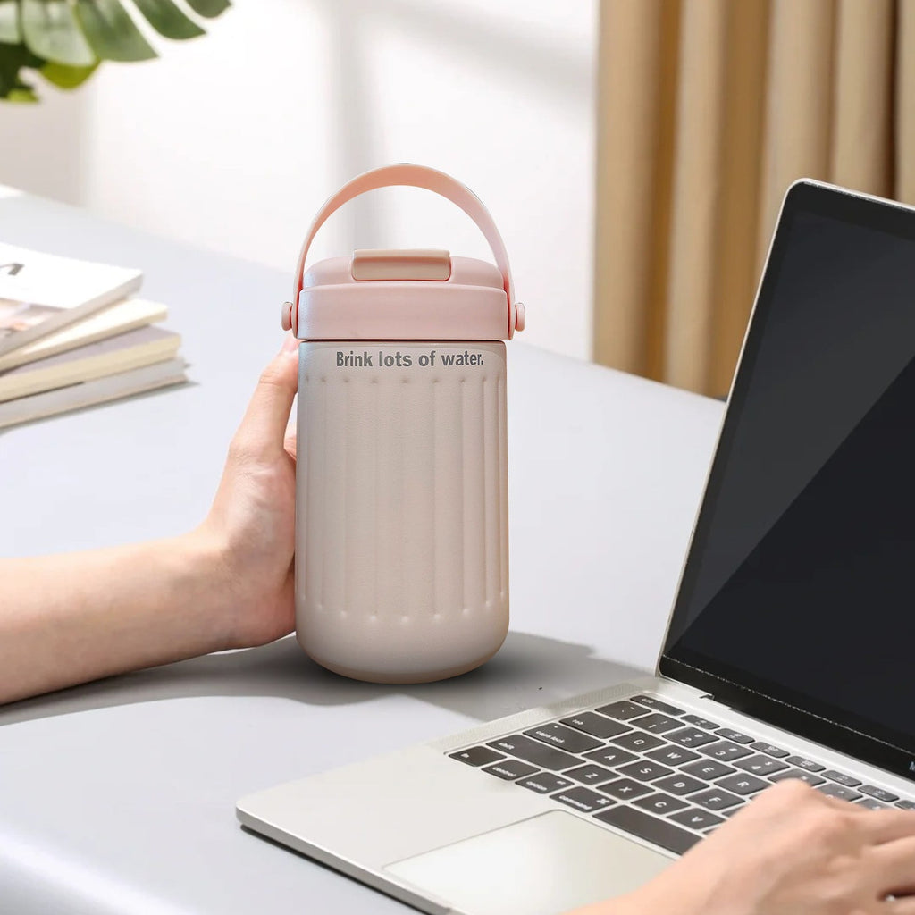 BinKFF Simple Modern Travel Coffee Mug, Insulated Coffee Tumblers with Lid, Double Walled Iced Travel Coffee Mug for Woman and Man Stainless Steel Tumbler with Handle - 6OZ4