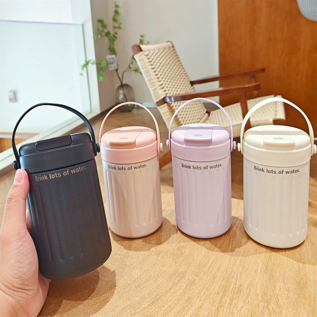 BinKFF Simple Modern Travel Coffee Mug, Insulated Coffee Tumblers with Lid, Double Walled Iced Travel Coffee Mug for Woman and Man Stainless Steel Tumbler with Handle - 6OZ4