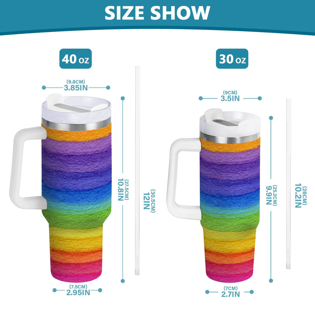 30 oz Insulated Stainless Steel Tumbler Double Wall Stainless Steel Tumbler with 2-Way Drinking Watercolor Rainbow Colors - C94B