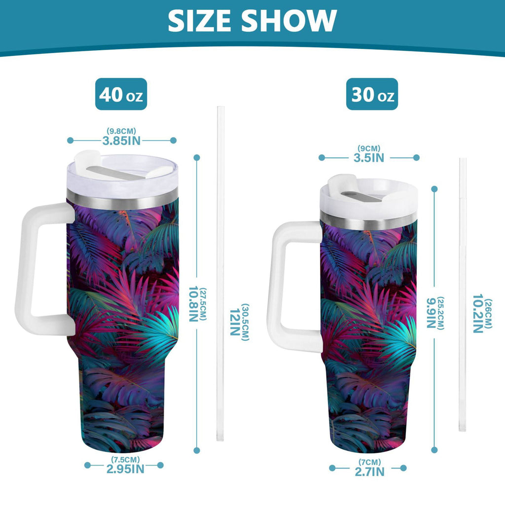 30 oz Insulated Stainless Steel Tumbler Double Wall Stainless Steel Tumbler with 2-Way Drinking Vibrant and Shimmering Jungle - CKKN