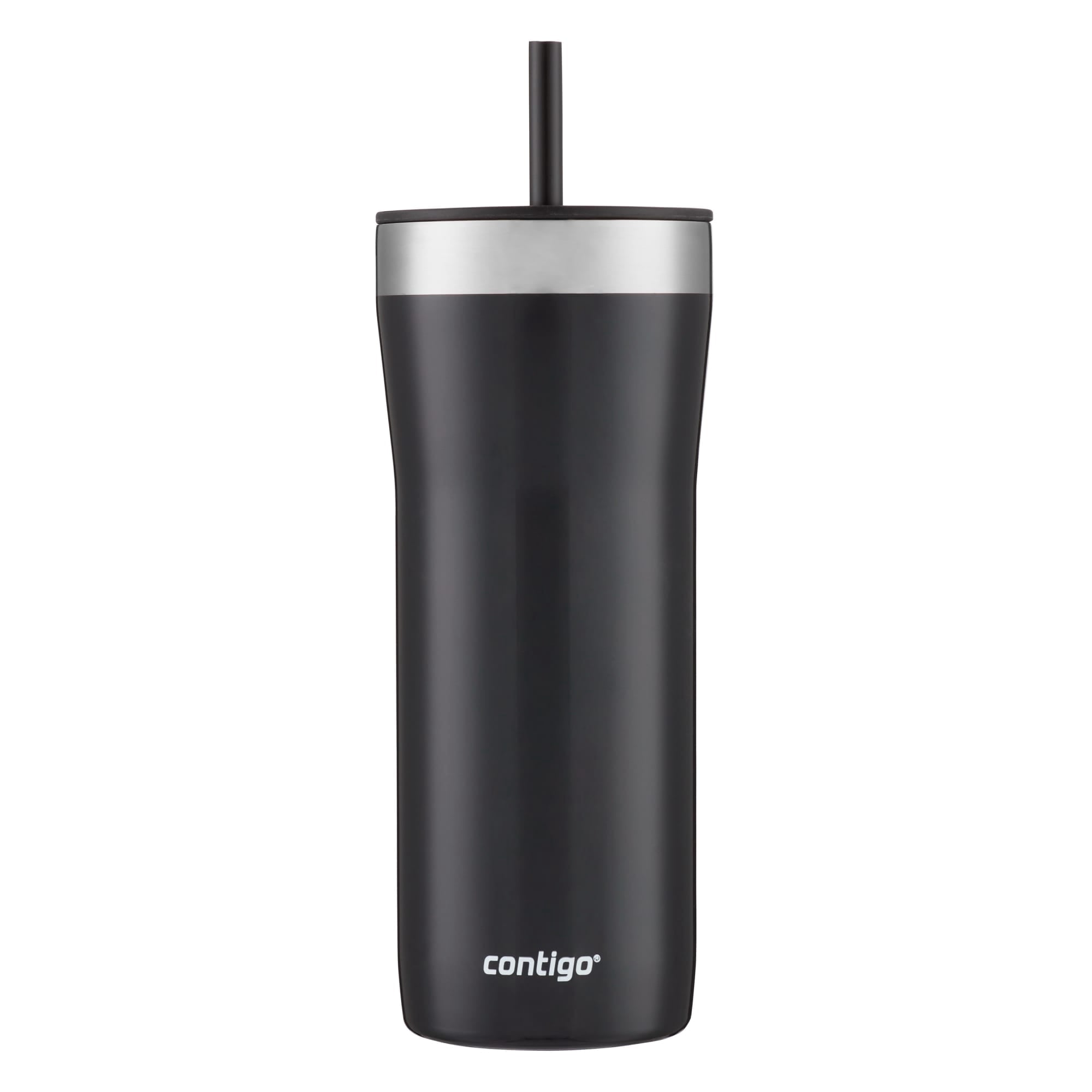 Contigo Streeterville Stainless Steel Tumbler with Plastic Straw and Splash-Proof Lid, Licorice, 32 fl. oz - 55VL