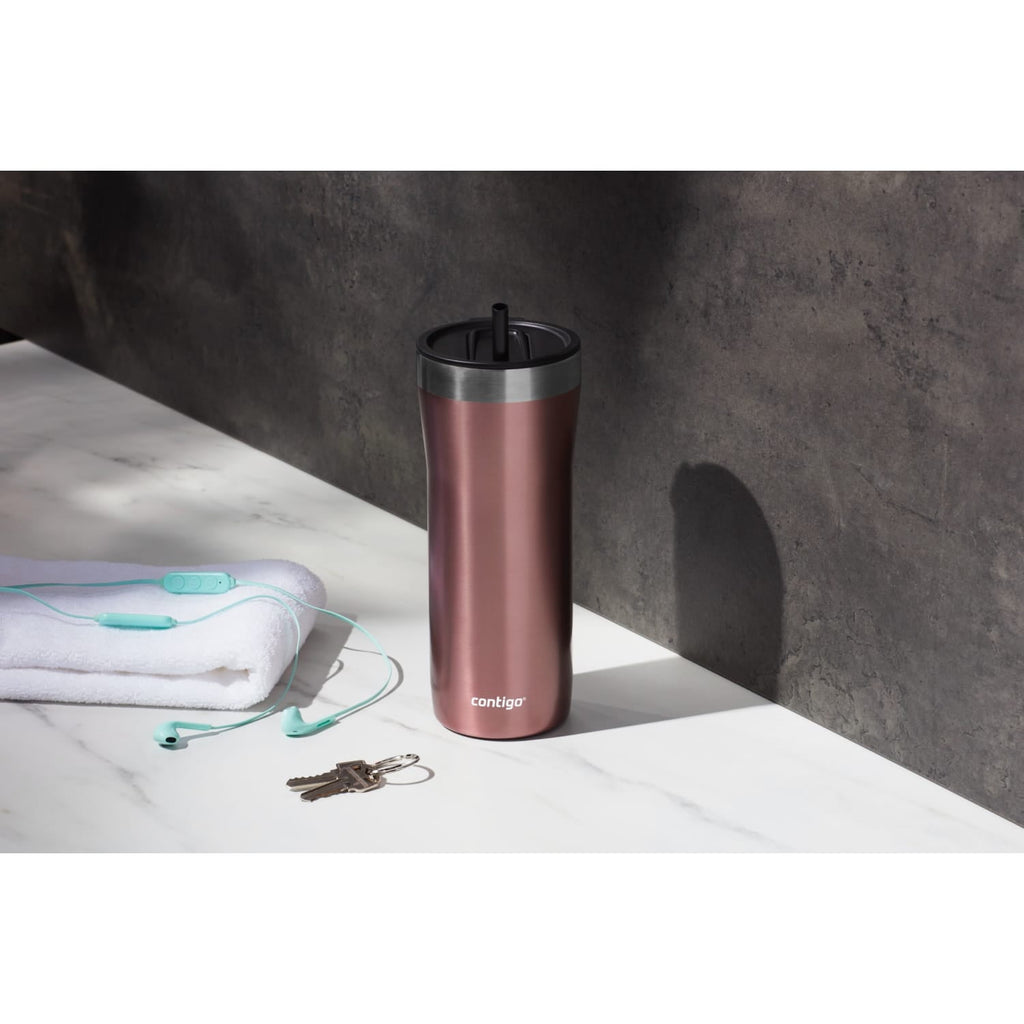 Contigo Streeterville Stainless Steel Tumbler with Plastic Straw and Splash-Proof Lid, Licorice, 32 fl. oz - 55VL
