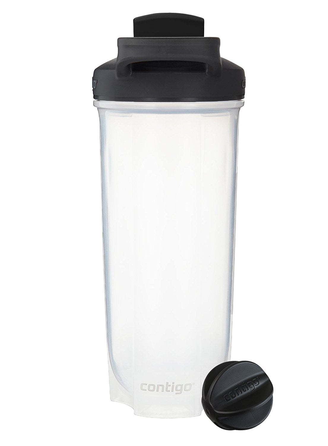 Contigo Shake &amp; Go Fit 28 oz Black and Clear Shaker Bottle with Flip-Top and Wide Mouth Lid - KC53