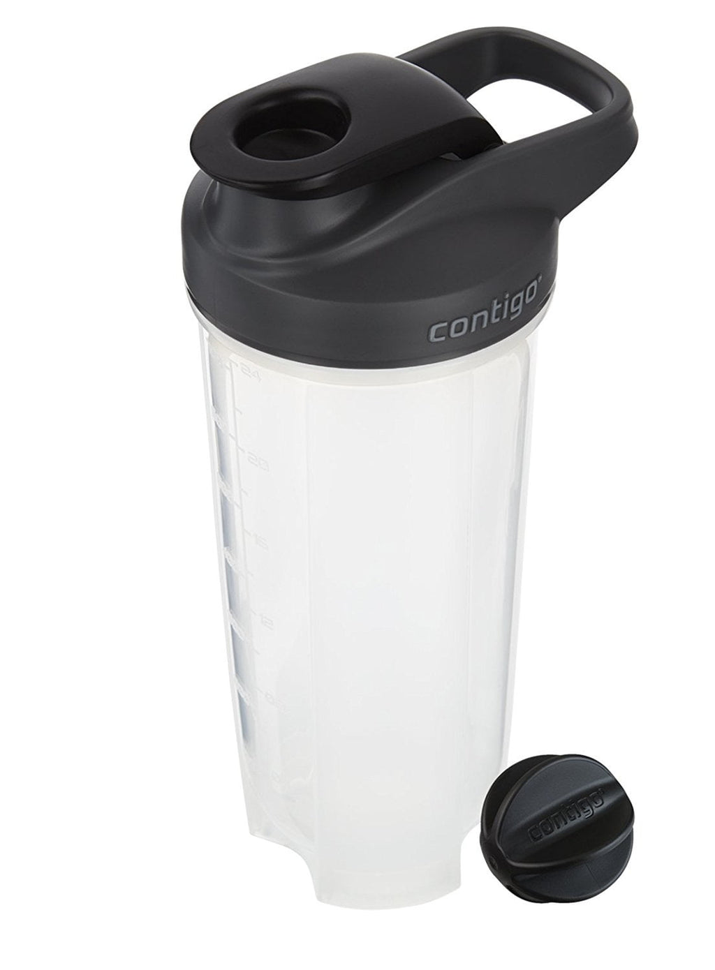 Contigo Shake &amp; Go Fit 28 oz Black and Clear Shaker Bottle with Flip-Top and Wide Mouth Lid - KC53