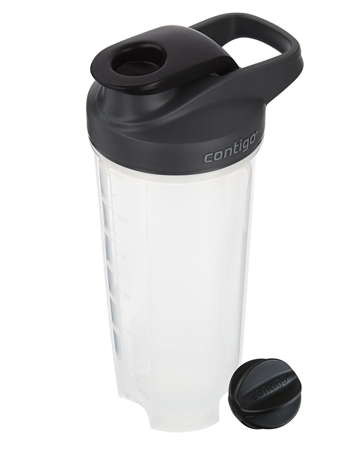 Contigo Shake &amp; Go Fit 28 oz Black and Clear Shaker Bottle with Flip-Top and Wide Mouth Lid - KC53