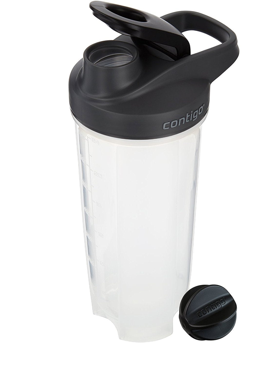 Contigo Shake &amp; Go Fit 28 oz Black and Clear Shaker Bottle with Flip-Top and Wide Mouth Lid - KC53