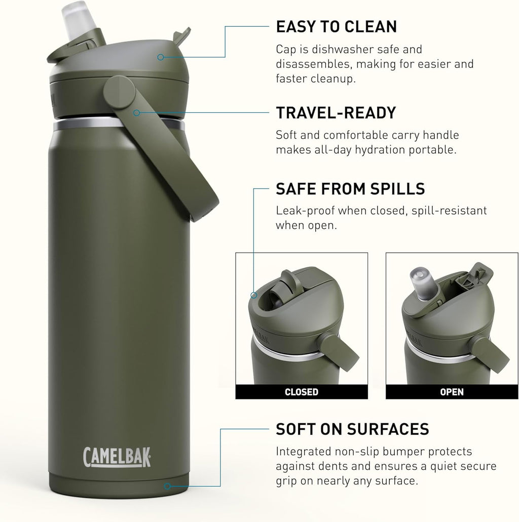 CamelBak Thrive™ Flip Straw Insulated Stainless Steel Water Bottle, 20oz, Moss - BU8T