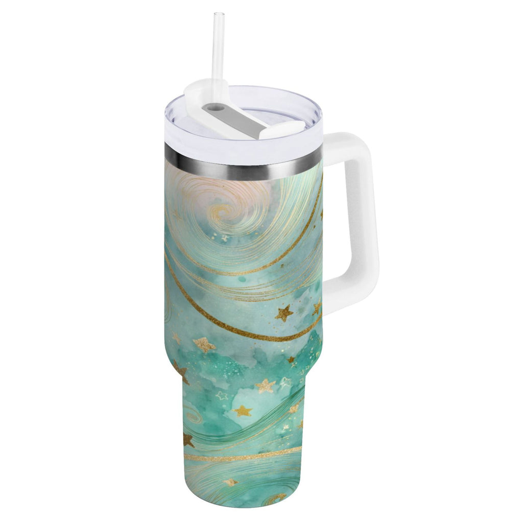 30 oz Insulated Stainless Steel Tumbler Double Wall Stainless Steel Tumbler with 2-Way Drinking Beautiful Swirling Lines - H3C1