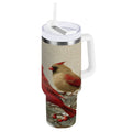 30 oz Insulated Stainless Steel Tumbler Double Wall Stainless Steel Tumbler with 2-Way Drinking Bird and Snow-covered Trees - E6B7