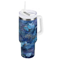 30 oz Insulated Stainless Steel Tumbler Double Wall Stainless Steel Tumbler with 2-Way Drinking Butterflies Books and Flowers - KJUM