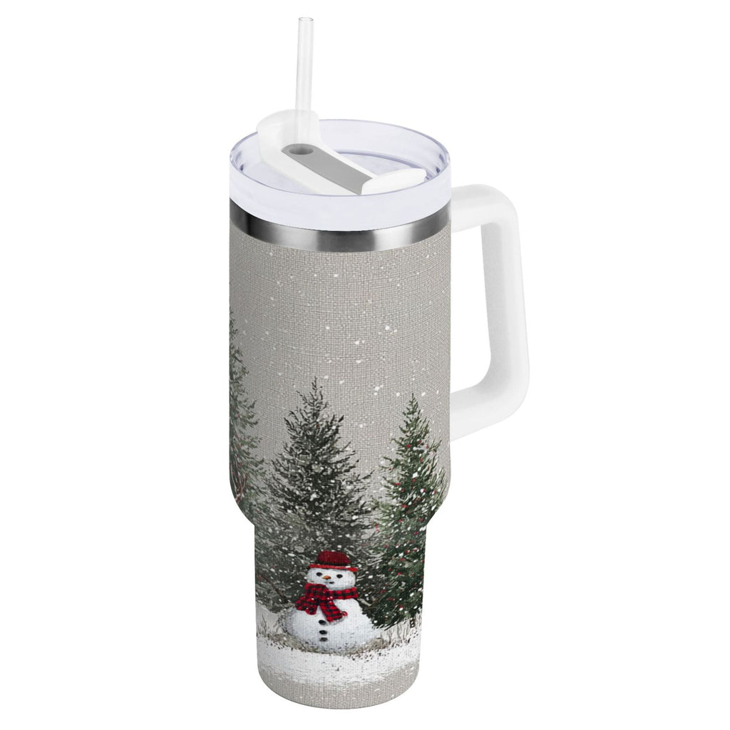 30 oz Insulated Stainless Steel Tumbler Double Wall Stainless Steel Tumbler with 2-Way Drinking Christmas Deer and Snowmen - 5BXM
