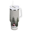 30 oz Insulated Stainless Steel Tumbler Double Wall Stainless Steel Tumbler with 2-Way Drinking Christmas Deer and Snowmen - 5BXM