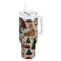 30 oz Insulated Stainless Steel Tumbler Double Wall Stainless Steel Tumbler with 2-Way Drinking Christmas Trees Deer and Houses - T6Y2