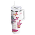30 oz Insulated Stainless Steel Tumbler Double Wall Stainless Steel Tumbler with 2-Way Drinking Colorful Butterflies - UOAG