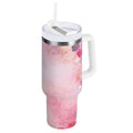 30 oz Insulated Stainless Steel Tumbler Double Wall Stainless Steel Tumbler with 2-Way Drinking Colorful Pastel Floral Pattern - XX8S