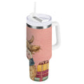 30 oz Insulated Stainless Steel Tumbler Double Wall Stainless Steel Tumbler with 2-Way Drinking Cow Wearing Scarf and Hat - 33SF