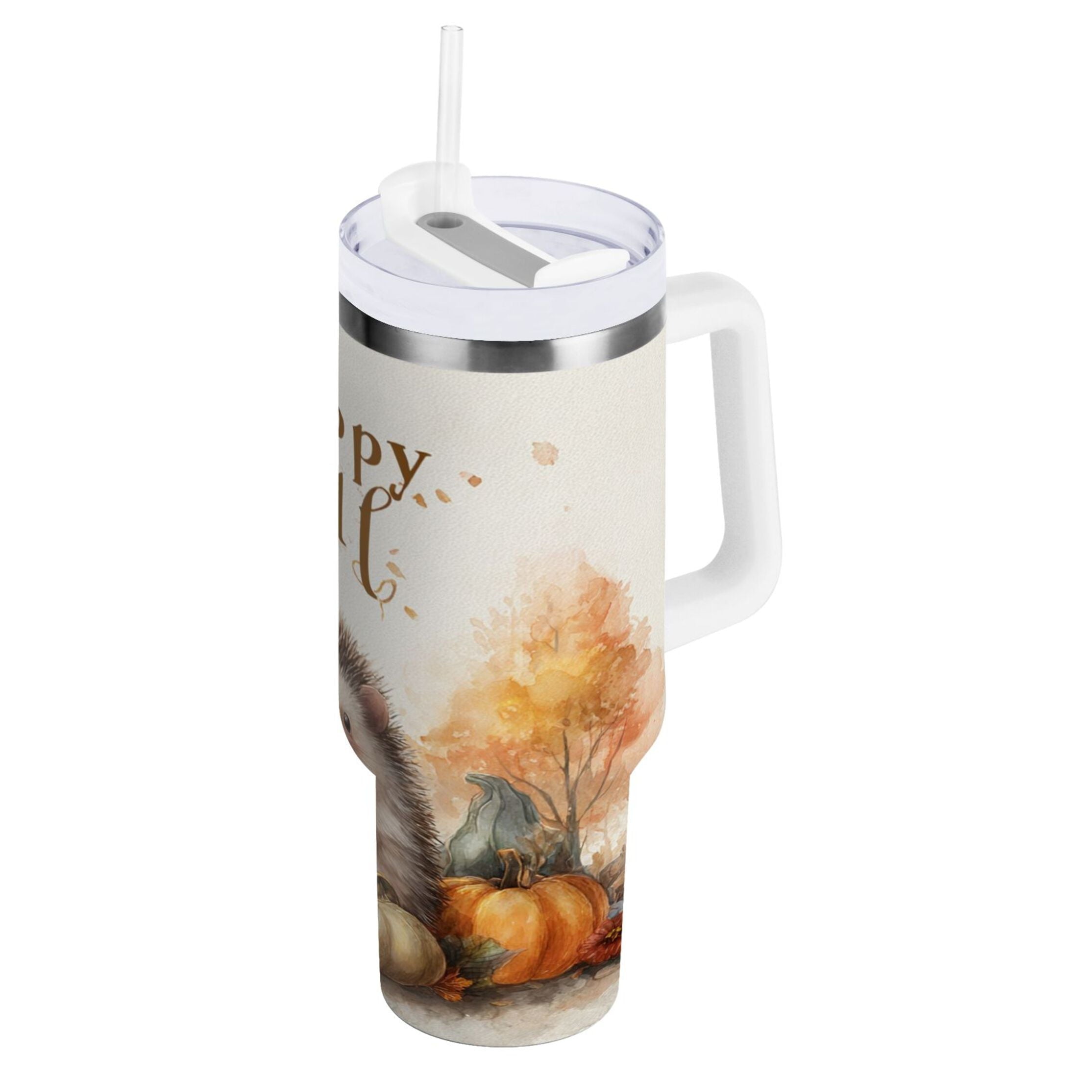 30 oz Insulated Stainless Steel Tumbler Double Wall Stainless Steel Tumbler with 2-Way Drinking Cute Little Hedgehog - U21A