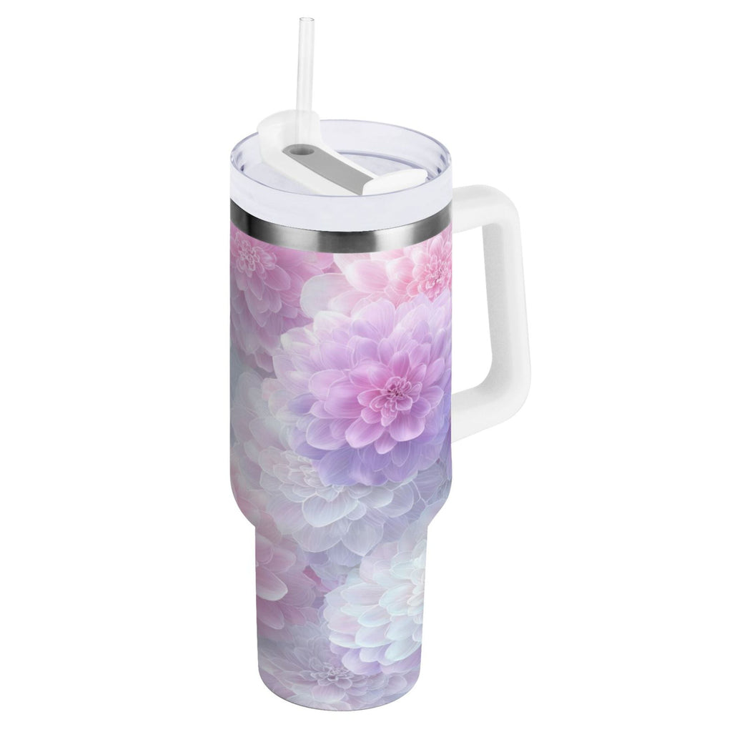30 oz Insulated Stainless Steel Tumbler Double Wall Stainless Steel Tumbler with 2-Way Drinking Cute Pastel Watercolor Floral - 2I44