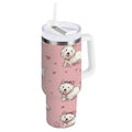 30 oz Insulated Stainless Steel Tumbler Double Wall Stainless Steel Tumbler with 2-Way Drinking Dogs Wearing Bows - IQAN