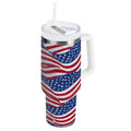 30 oz Insulated Stainless Steel Tumbler Double Wall Stainless Steel Tumbler with 2-Way Drinking Flags Wave Pattern - F6YR
