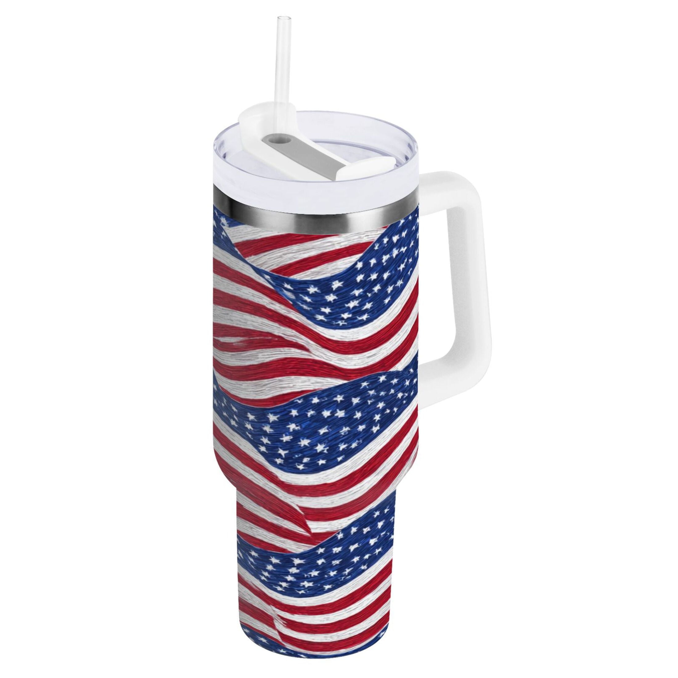 30 oz Insulated Stainless Steel Tumbler Double Wall Stainless Steel Tumbler with 2-Way Drinking Flags Wave Pattern - F6YR