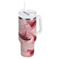 30 oz Insulated Stainless Steel Tumbler Double Wall Stainless Steel Tumbler with 2-Way Drinking Hats with Delicate Bows - G5GX