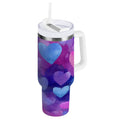 30 oz Insulated Stainless Steel Tumbler Double Wall Stainless Steel Tumbler with 2-Way Drinking Indigo and Violet Hearts - BD5V
