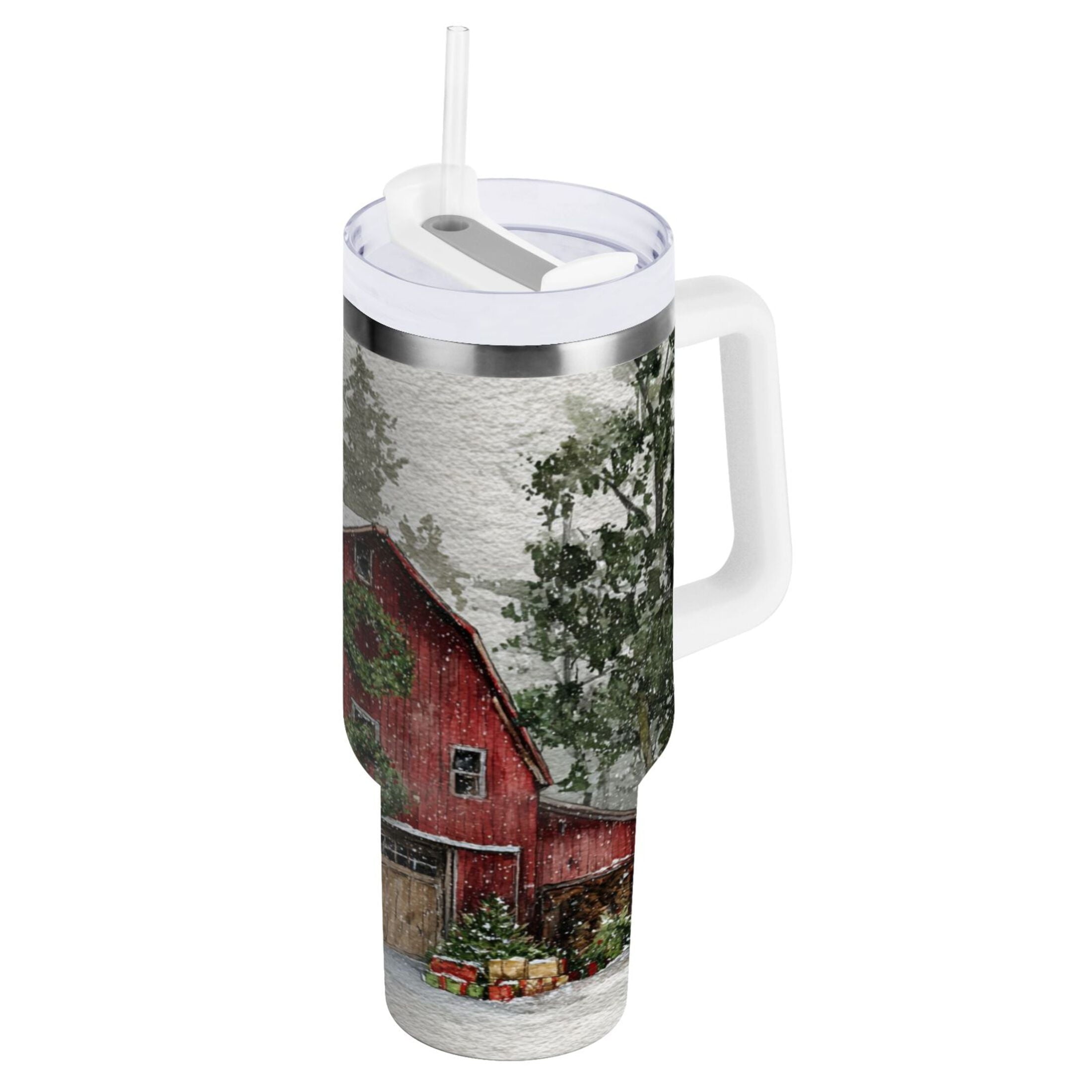 30 oz Insulated Stainless Steel Tumbler Double Wall Stainless Steel Tumbler with 2-Way Drinking Old Red Barn - PS56