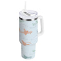 30 oz Insulated Stainless Steel Tumbler Double Wall Stainless Steel Tumbler with 2-Way Drinking Pastel Doodle Airplanes - LVQZ