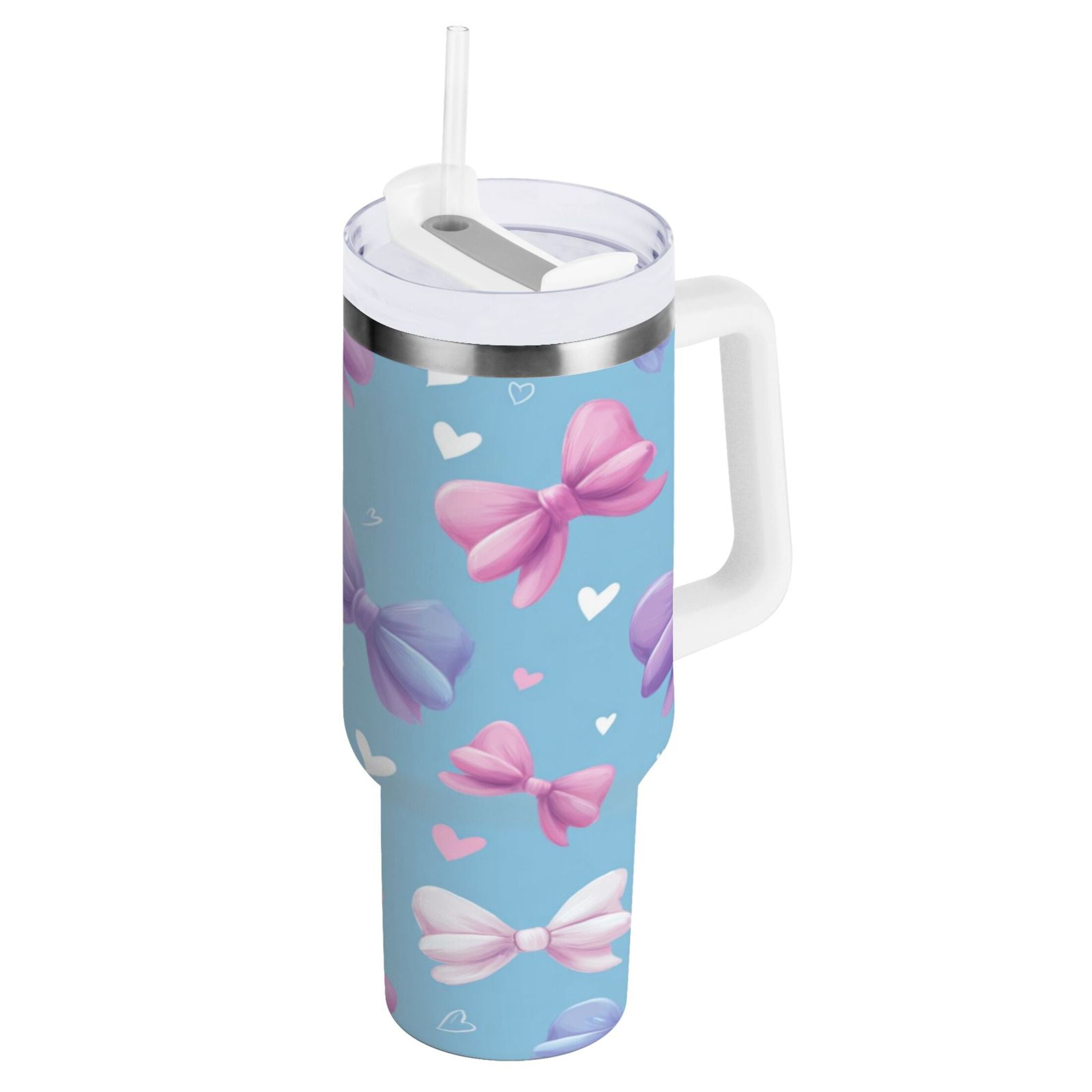 30 oz Insulated Stainless Steel Tumbler Double Wall Stainless Steel Tumbler with 2-Way Drinking Pink and Purple Bows - PDF5