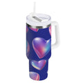 30 oz Insulated Stainless Steel Tumbler Double Wall Stainless Steel Tumbler with 2-Way Drinking Pink-purple Hearts - DBYI
