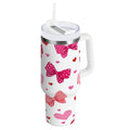 30 oz Insulated Stainless Steel Tumbler Double Wall Stainless Steel Tumbler with 2-Way Drinking Red and Pink Bows - MYYZ