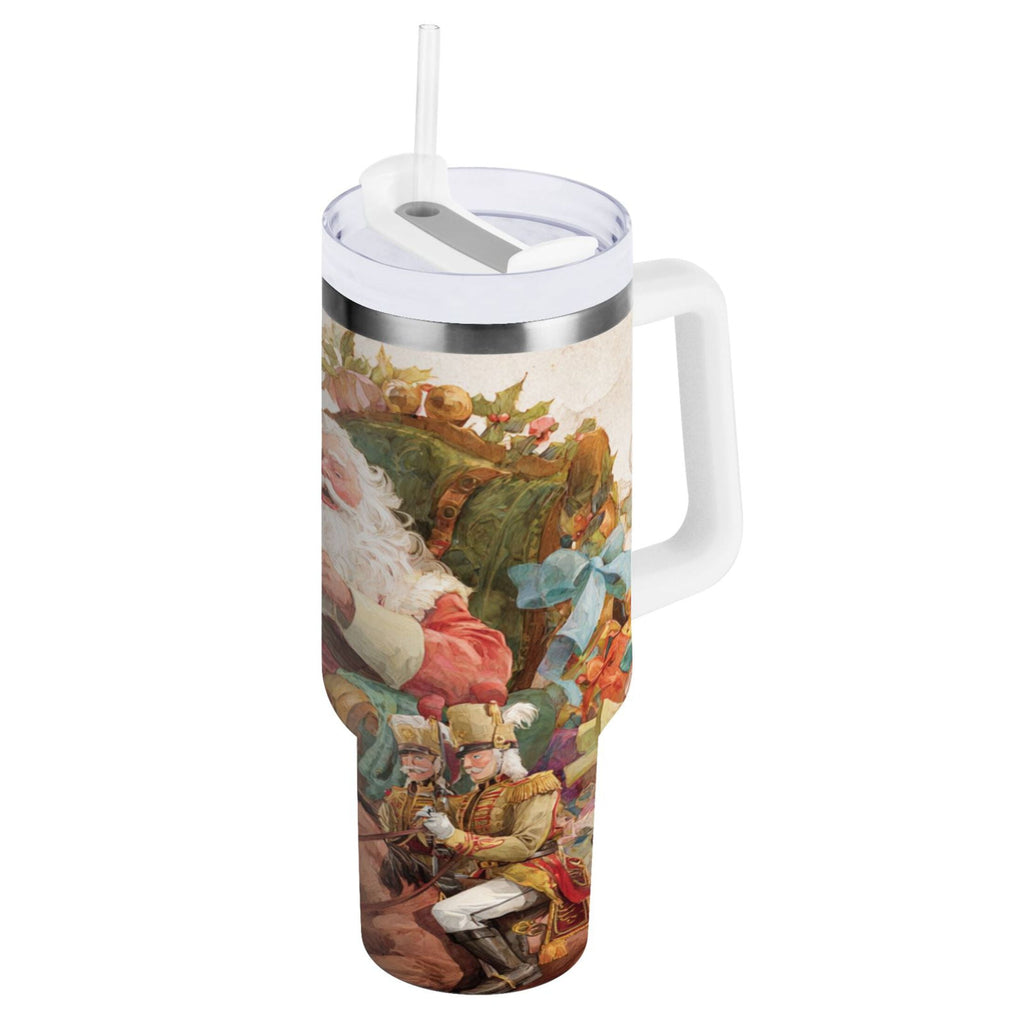 30 oz Insulated Stainless Steel Tumbler Double Wall Stainless Steel Tumbler with 2-Way Drinking Santa Claus Sitting in Chair - T8UR