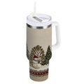 30 oz Insulated Stainless Steel Tumbler Double Wall Stainless Steel Tumbler with 2-Way Drinking Snowmen and Deer in The Forest - IZ23