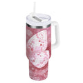 30 oz Insulated Stainless Steel Tumbler Double Wall Stainless Steel Tumbler with 2-Way Drinking Soft Pink Butterfly - 14Y1