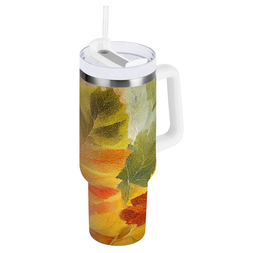 30 oz Insulated Stainless Steel Tumbler Double Wall Stainless Steel Tumbler with 2-Way Drinking Various Shades Autumn Leaves - 5FA4