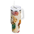 30 oz Insulated Stainless Steel Tumbler Double Wall Stainless Steel Tumbler with 2-Way Drinking Watercolor Animals Pattern - YTG7