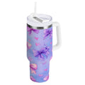 30 oz Insulated Stainless Steel Tumbler Double Wall Stainless Steel Tumbler with 2-Way Drinking Watercolor Bows Pattern - JGDY