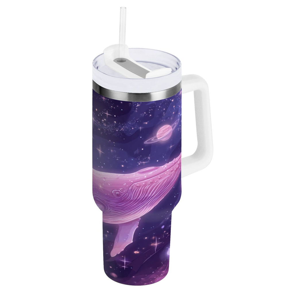 30 oz Insulated Stainless Steel Tumbler Double Wall Stainless Steel Tumbler with 2-Way Drinking Whale in Space - MDIC