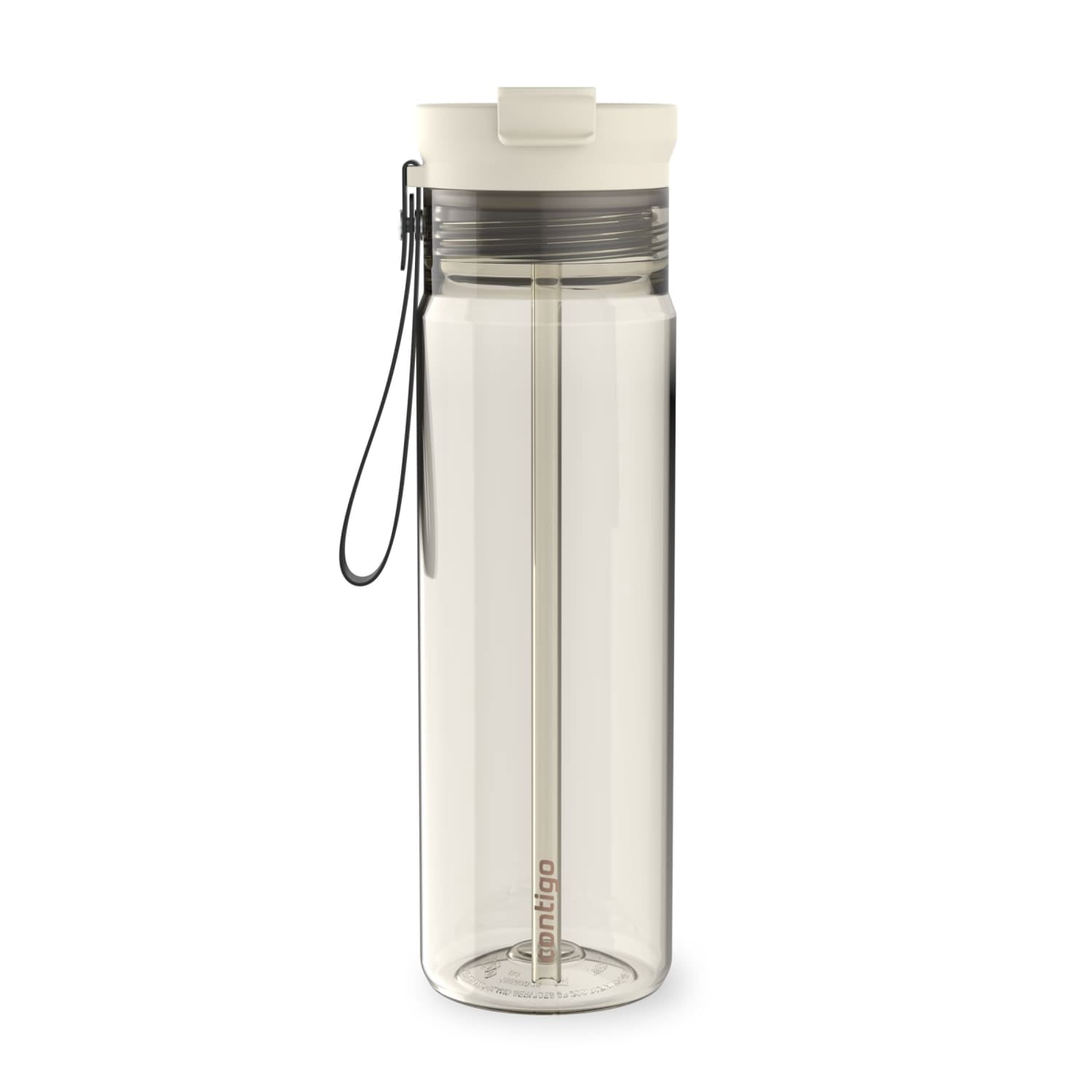 Contigo DualSip Leakproof Plastic Reusable Water Bottle with Carrying Strap, Cream/Clear, 28 oz - HWLB