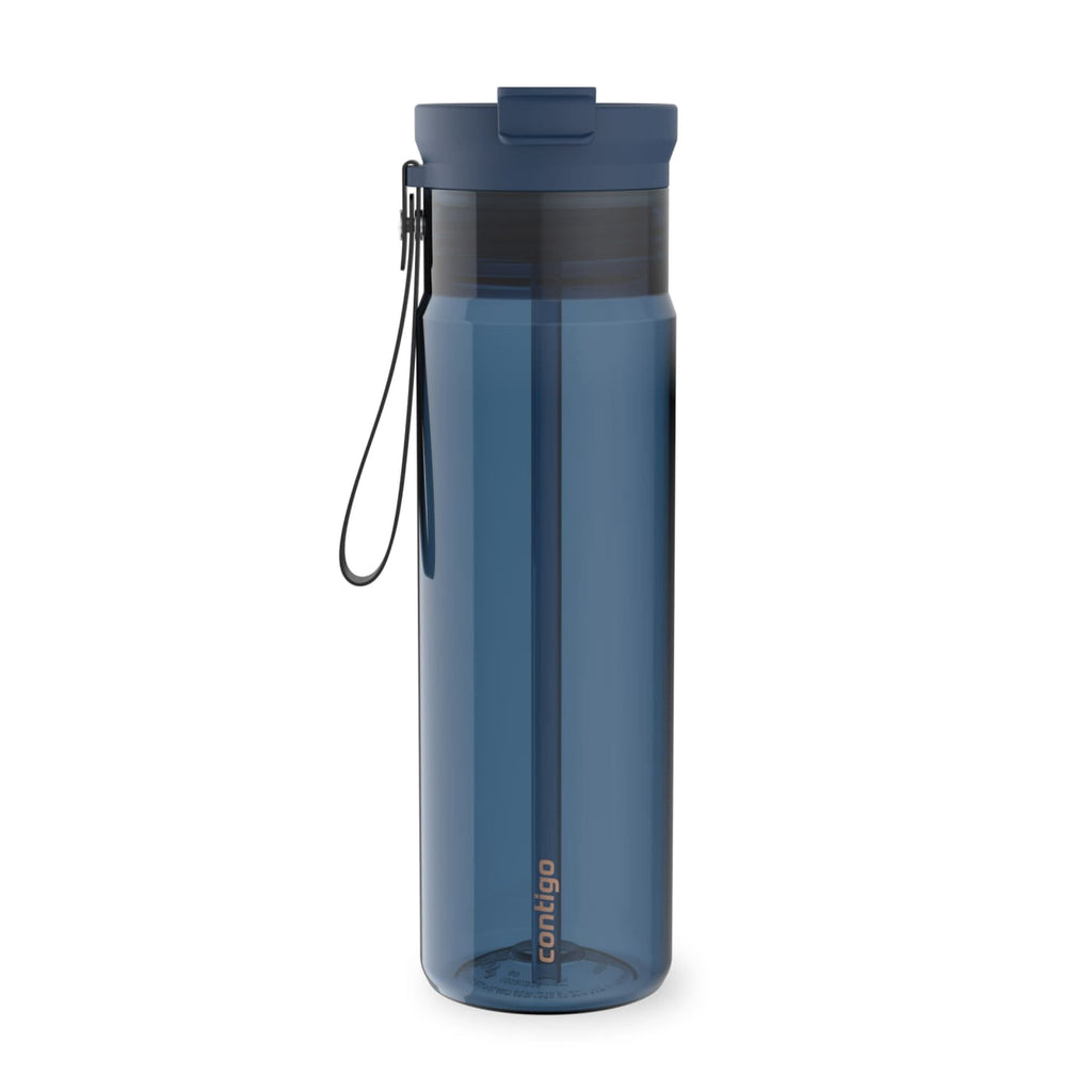 Contigo DualSip Leakproof Plastic Reusable Water Bottle with Carrying Strap, Cream/Clear, 28 oz - HWLB