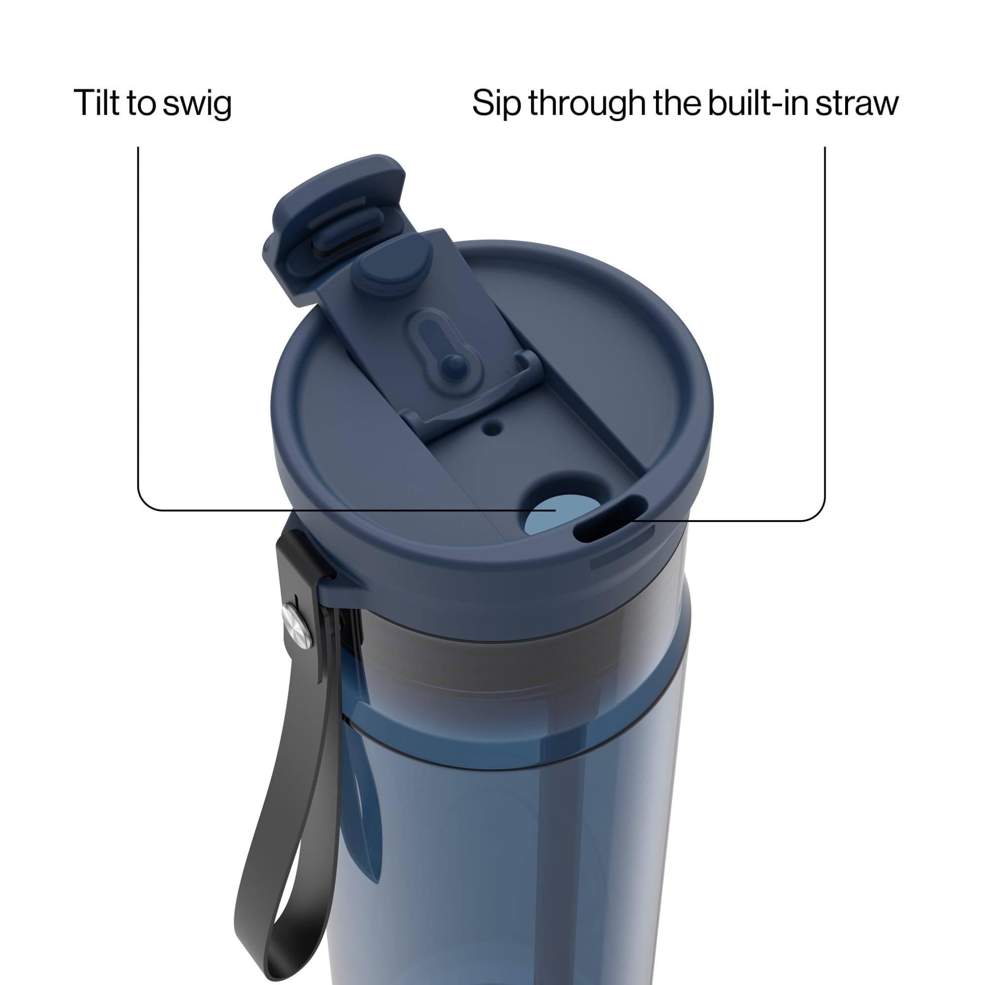 Contigo DualSip Leakproof Plastic Reusable Water Bottle with Carrying Strap, Cream/Clear, 28 oz - HWLB