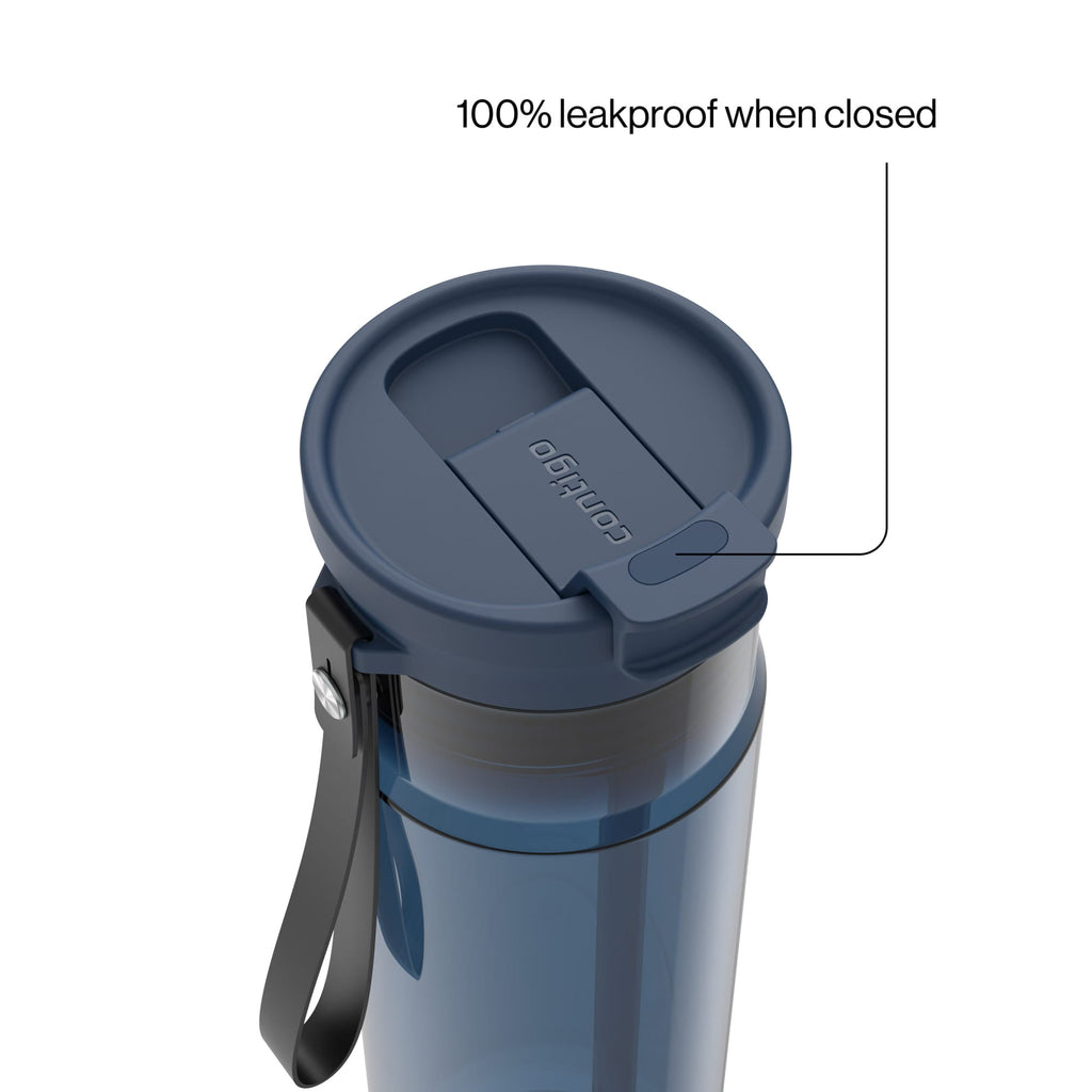 Contigo DualSip Leakproof Plastic Reusable Water Bottle with Carrying Strap, Cream/Clear, 28 oz - HWLB
